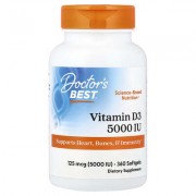 Doctor's Best, вітамін D3, 125 мкг (5000 МО), 360 капсул